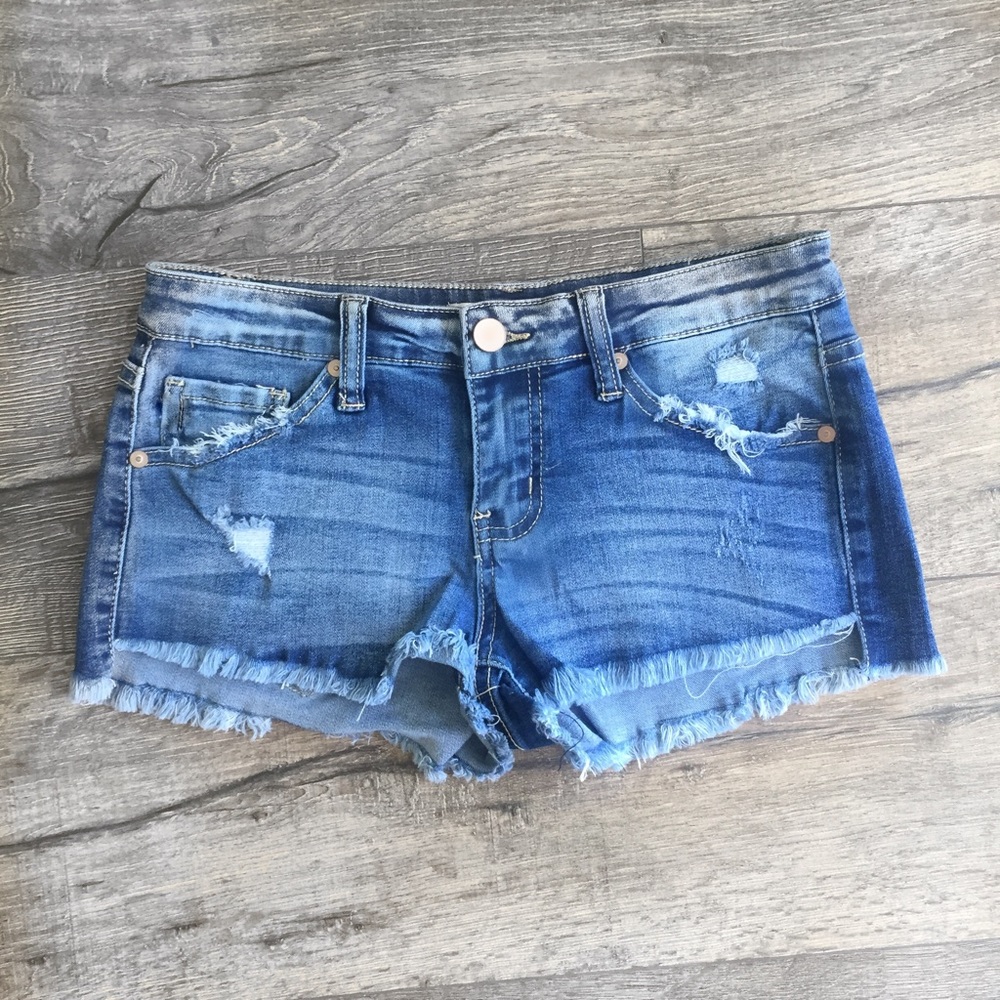 🔀 SANDY Simple Blue Buff Denim Shorts